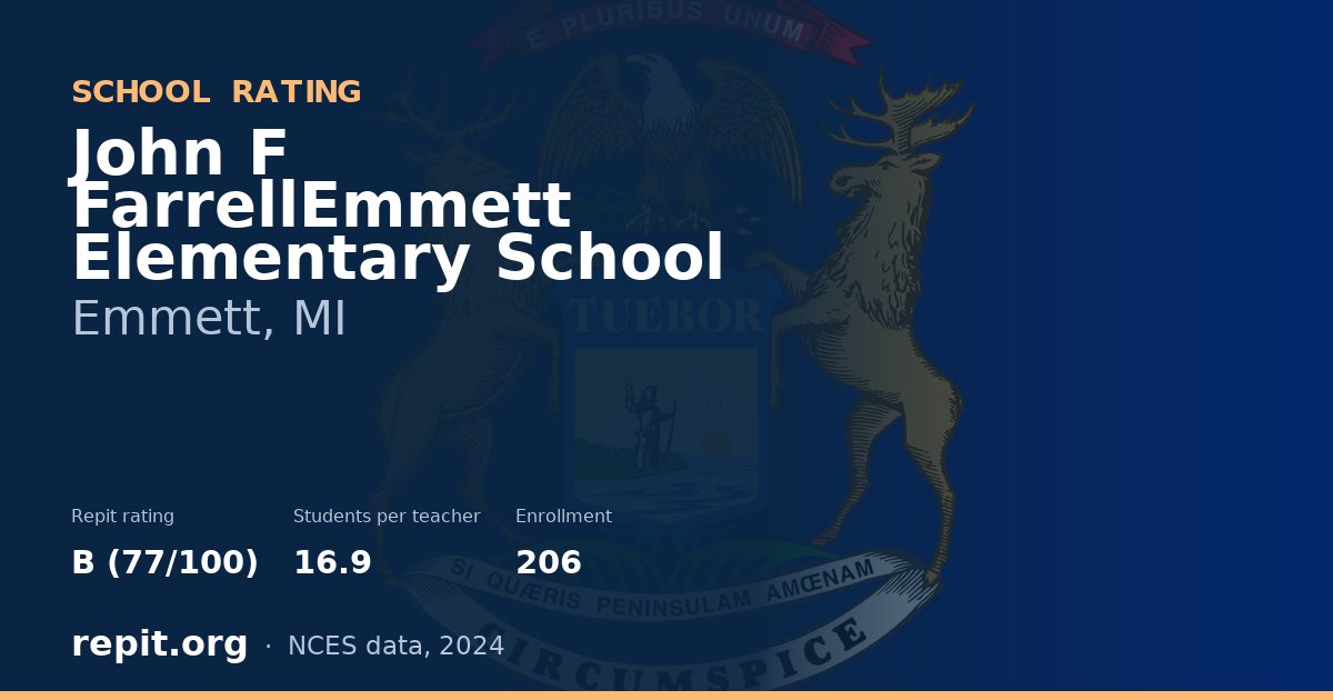 John F FarrellEmmett Elementary School, Emmett, MI — Repit school rating B (77/100)
