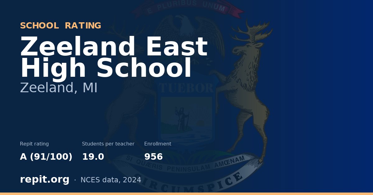 Zeeland East High School, Zeeland, MI — Repit school rating A (91/100)