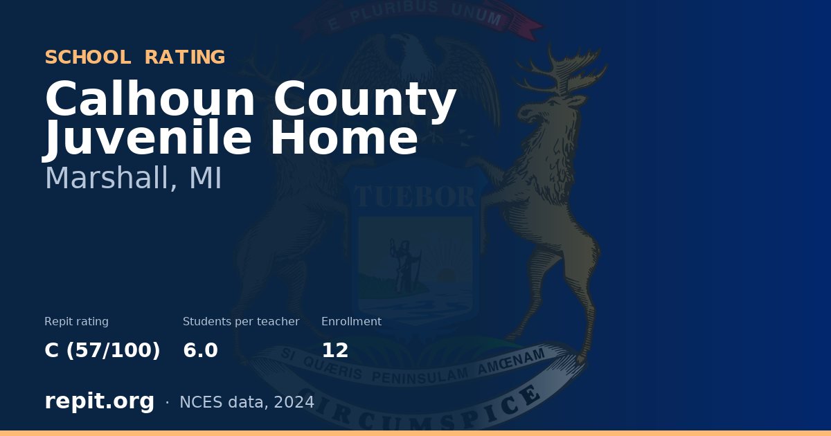 Calhoun County Juvenile Home, Marshall, MI — Repit school rating C (57/100)