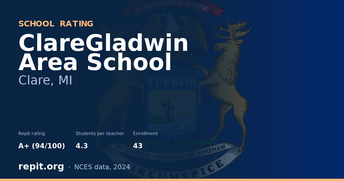 ClareGladwin Area School, Clare, MI — Repit school rating A+ (94/100)