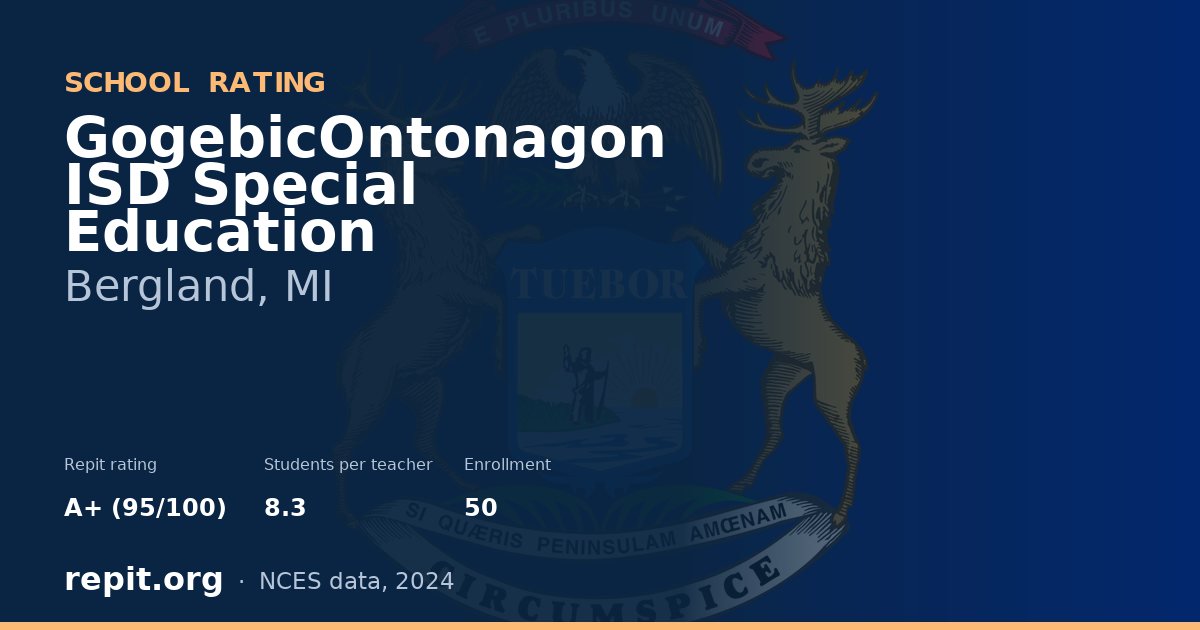 GogebicOntonagon ISD Special Education, Bergland, MI — Repit school rating A+ (95/100)