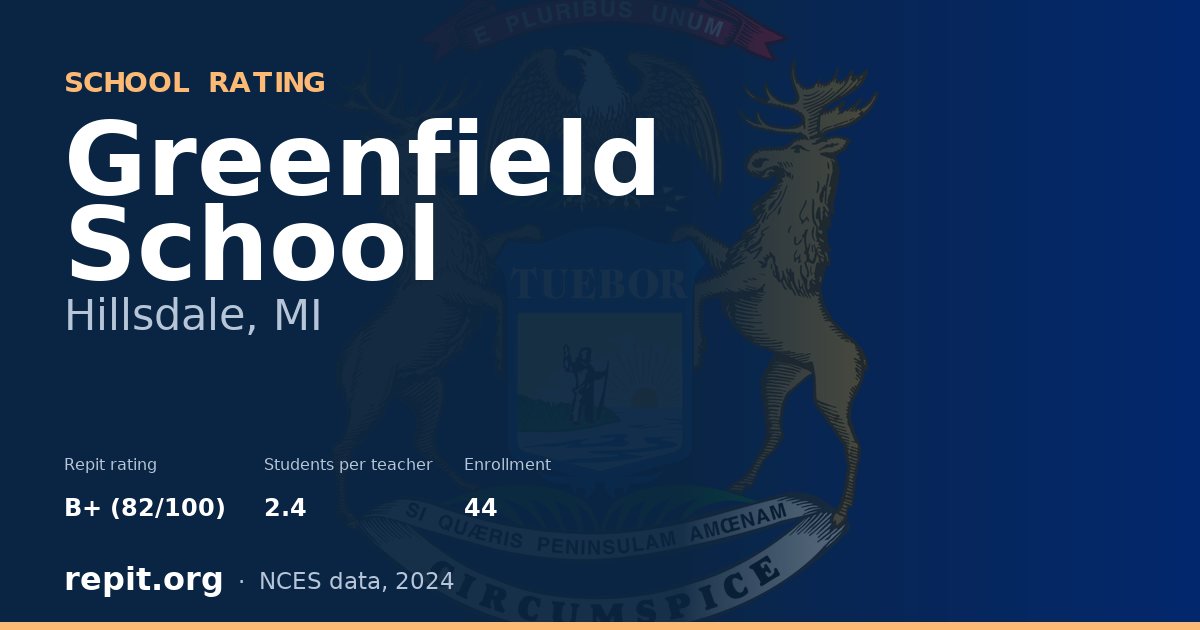 Greenfield School, Hillsdale, MI — Repit school rating B+ (82/100)