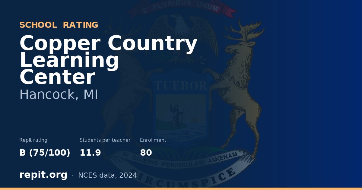 Copper Country Learning Center, Hancock, MI — Repit school rating B (75/100)