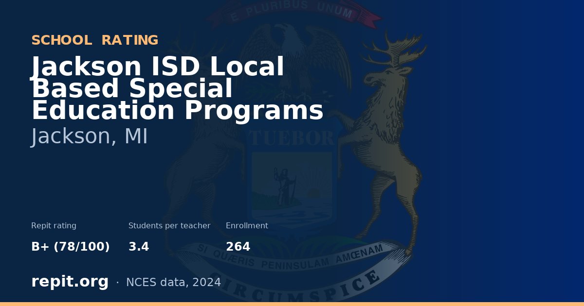 Jackson ISD Local Based Special Education Programs, Jackson, MI — Repit school rating B+ (78/100)