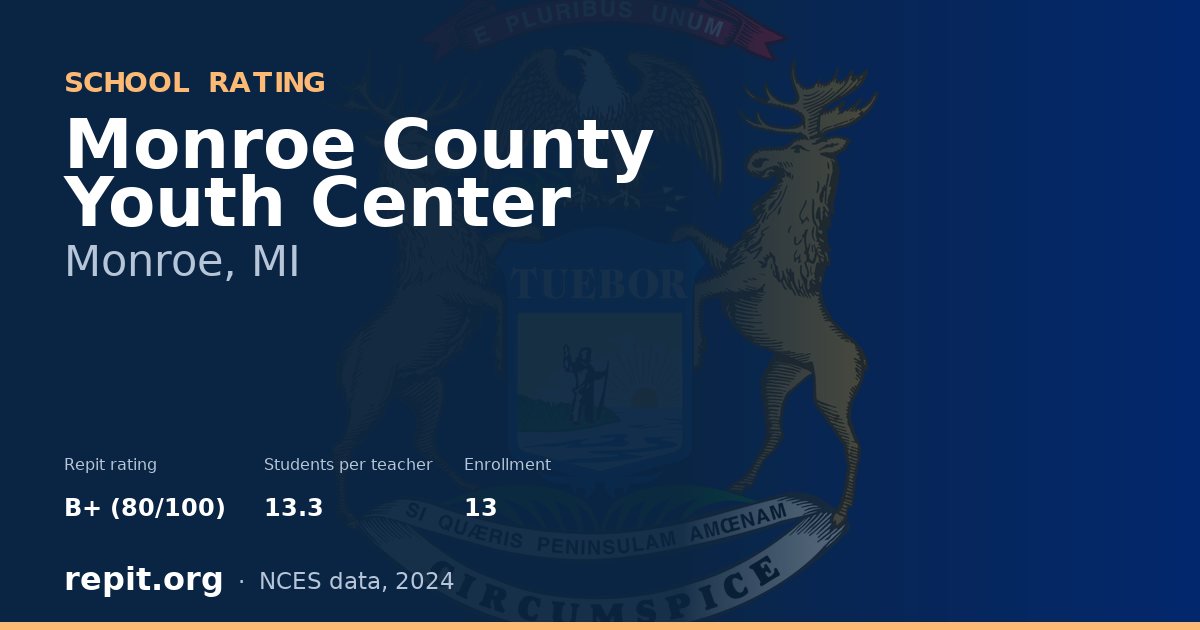 Monroe County Youth Center, Monroe, MI — Repit school rating B+ (80/100)