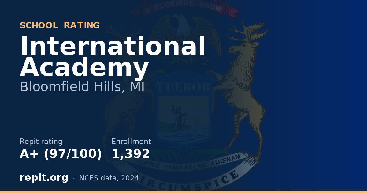 International Academy, Bloomfield Hills, MI — Repit school rating A+ (97/100)