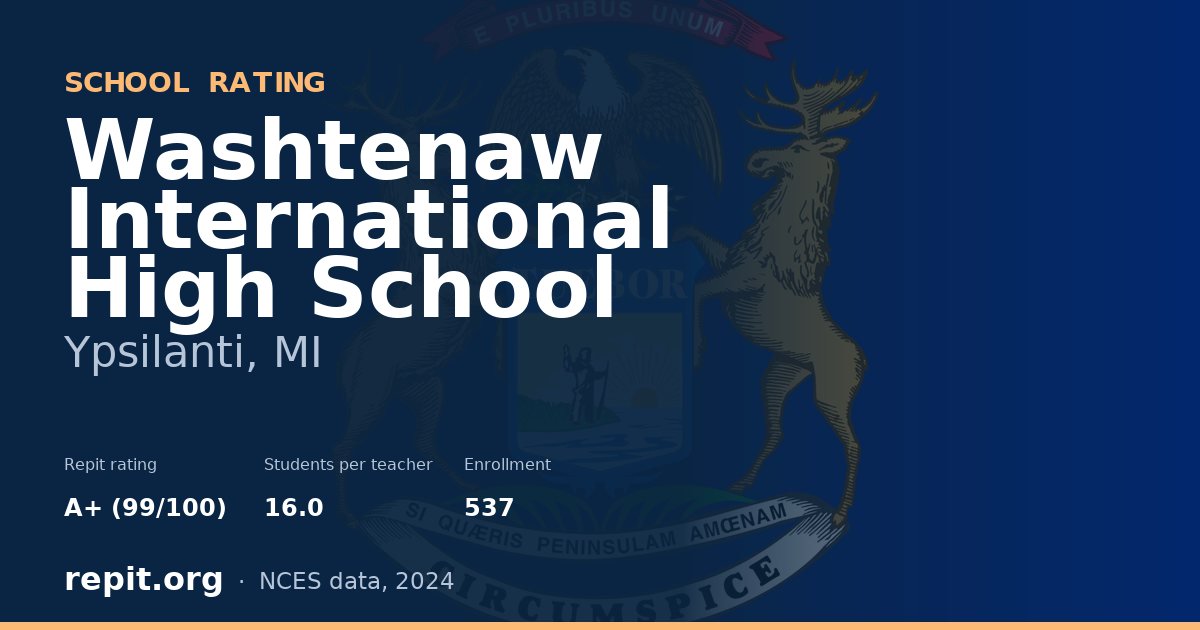 Washtenaw International High School, Ypsilanti, MI — Repit school rating A+ (99/100)