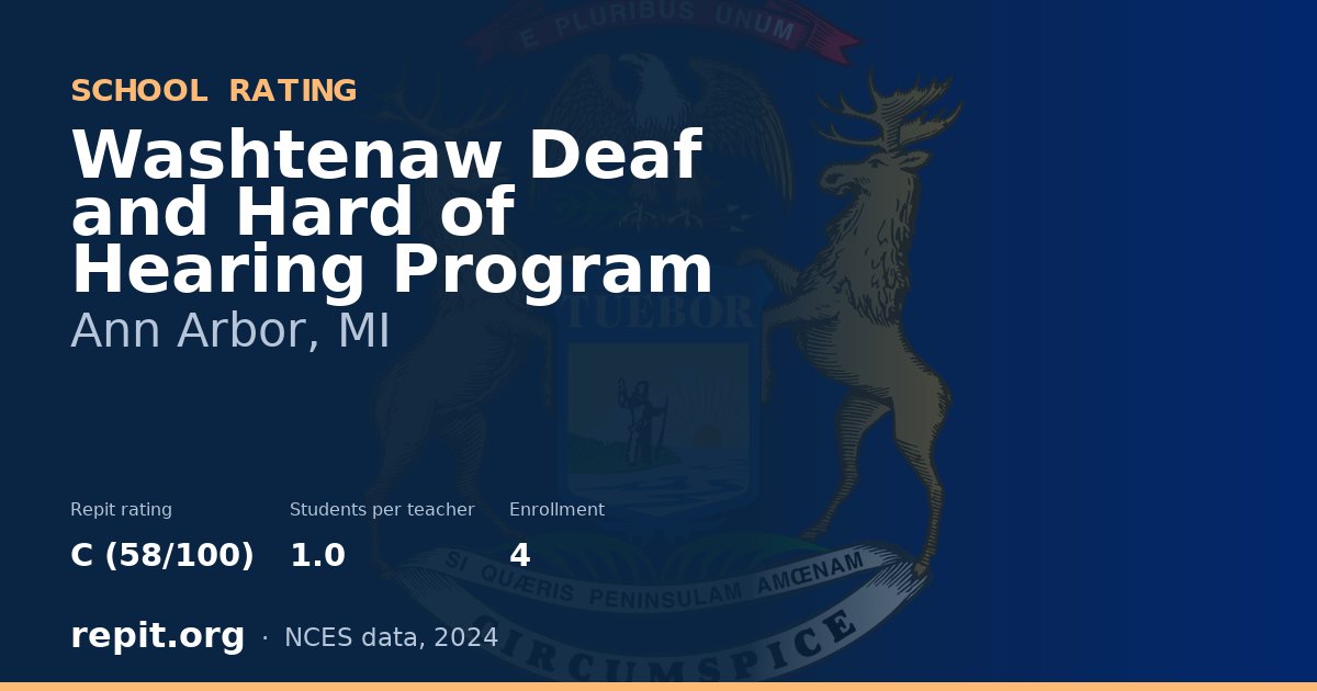Washtenaw Deaf and Hard of Hearing Program, Ann Arbor, MI — Repit school rating C (58/100)