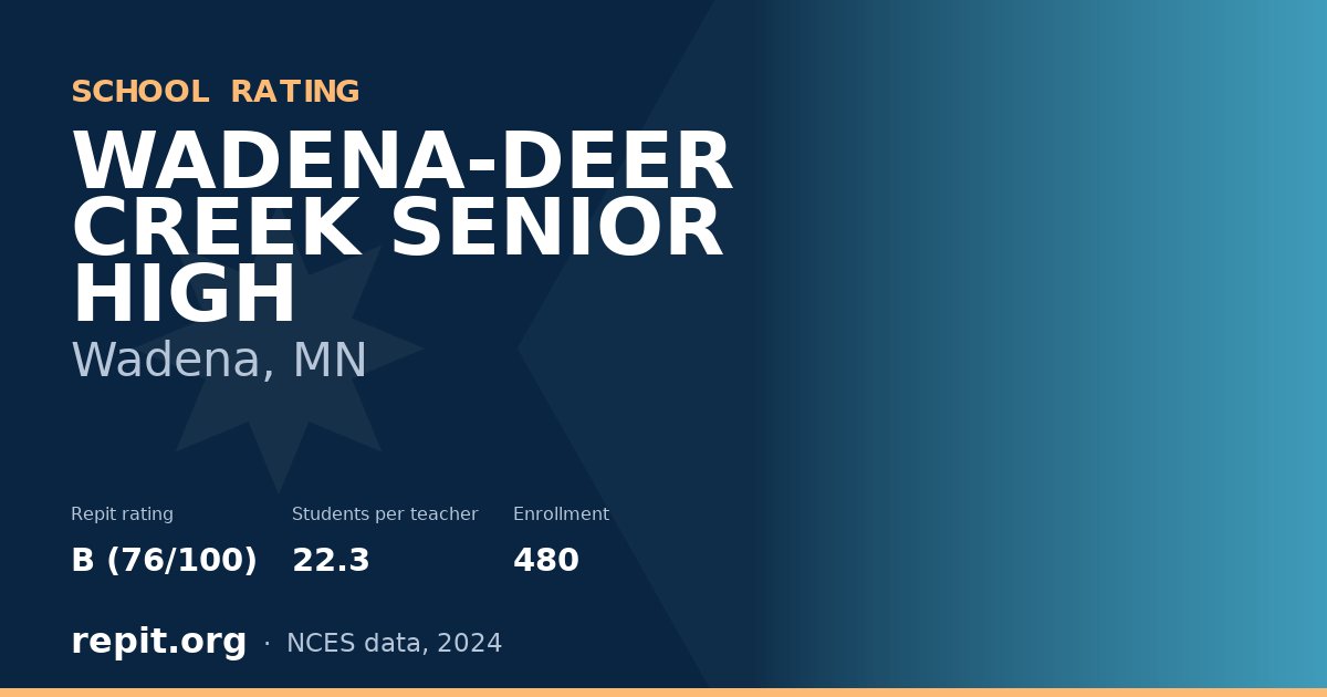 WADENA-DEER CREEK SENIOR HIGH, Wadena, MN — Repit school rating B (76/100)