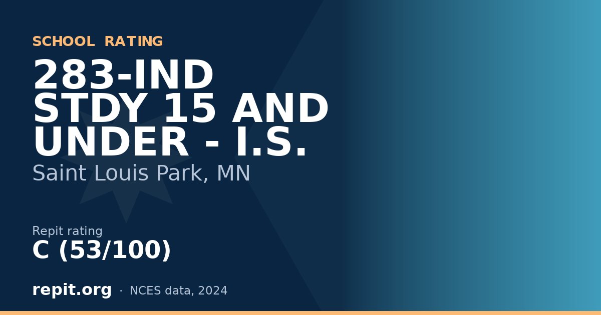 283-IND STDY 15 AND UNDER - I.S., Saint Louis Park, MN — Repit school rating C (53/100)