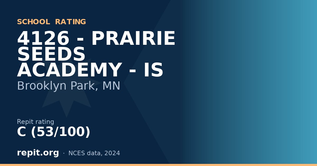 4126 - PRAIRIE SEEDS ACADEMY - IS, Brooklyn Park, MN — Repit school rating C (53/100)