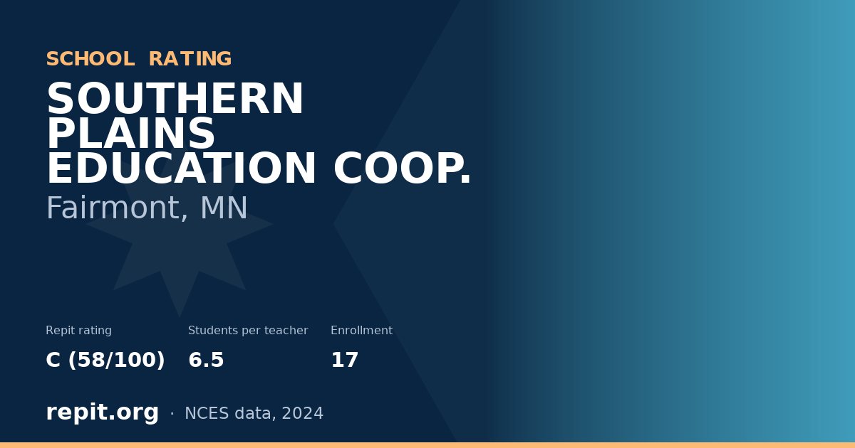 SOUTHERN PLAINS EDUCATION COOP., Fairmont, MN — Repit school rating C (58/100)