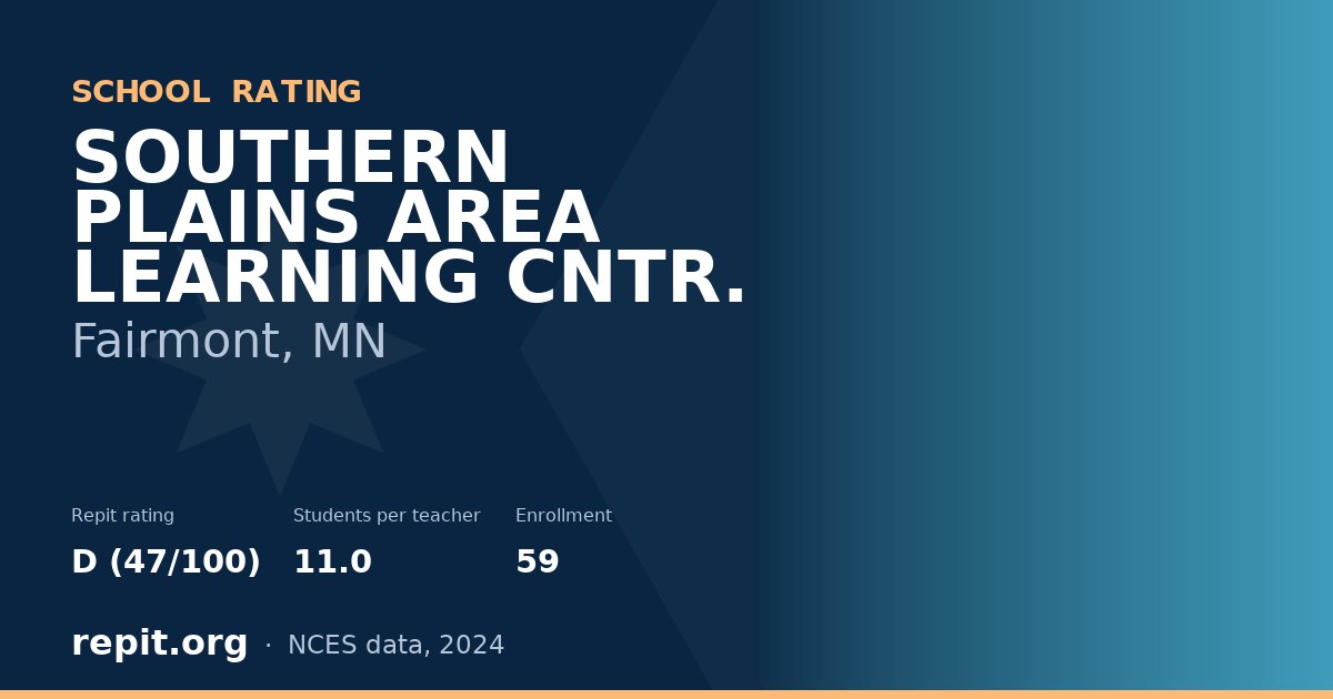 SOUTHERN PLAINS AREA LEARNING CNTR., Fairmont, MN — Repit school rating D (47/100)