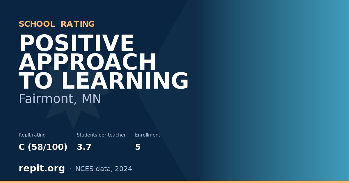 POSITIVE APPROACH TO LEARNING, Fairmont, MN — Repit school rating C (58/100)