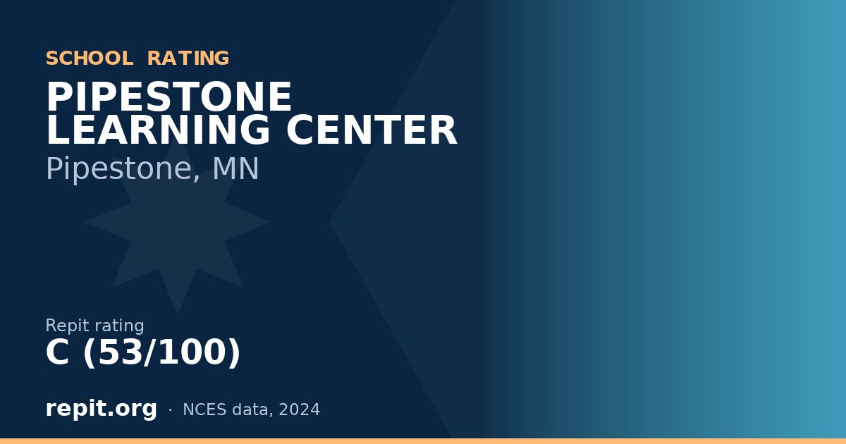 PIPESTONE LEARNING CENTER, Pipestone, MN — Repit school rating C (53/100)