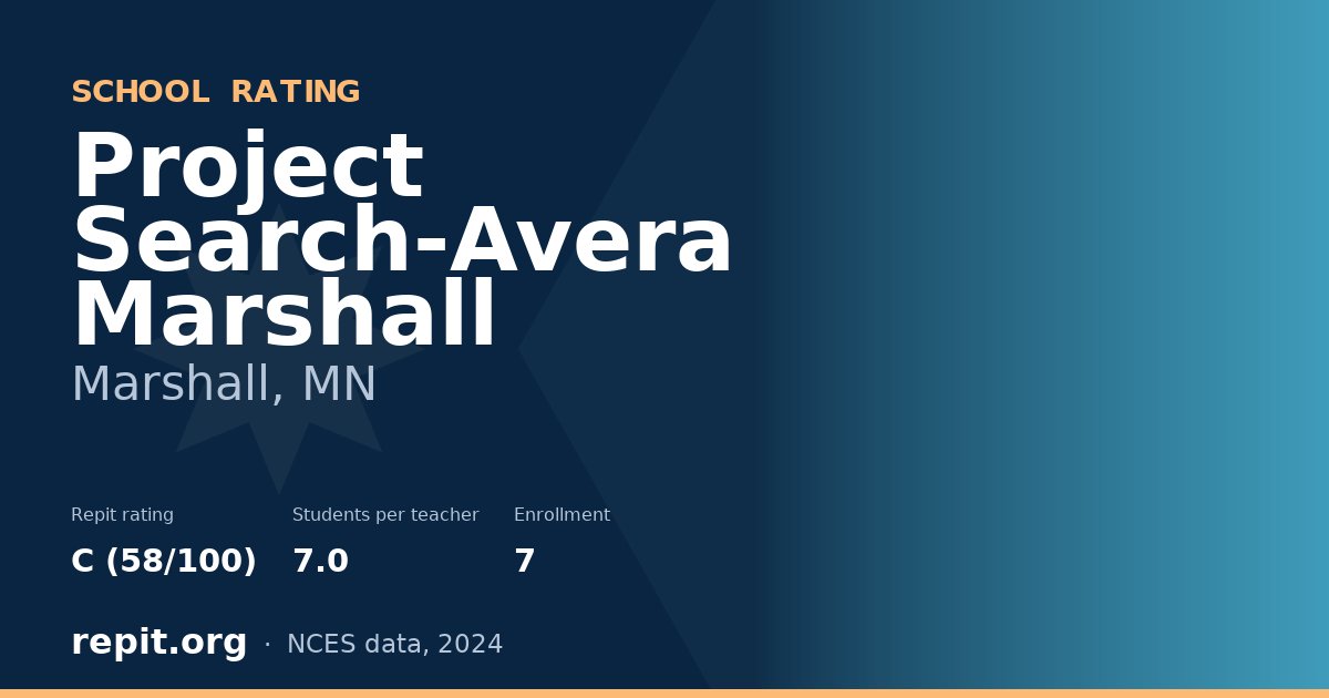 Project Search-Avera Marshall, Marshall, MN — Repit school rating C (58/100)