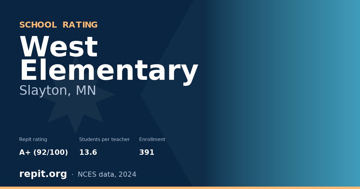 West Elementary, Slayton, MN — Repit school rating A+ (92/100)