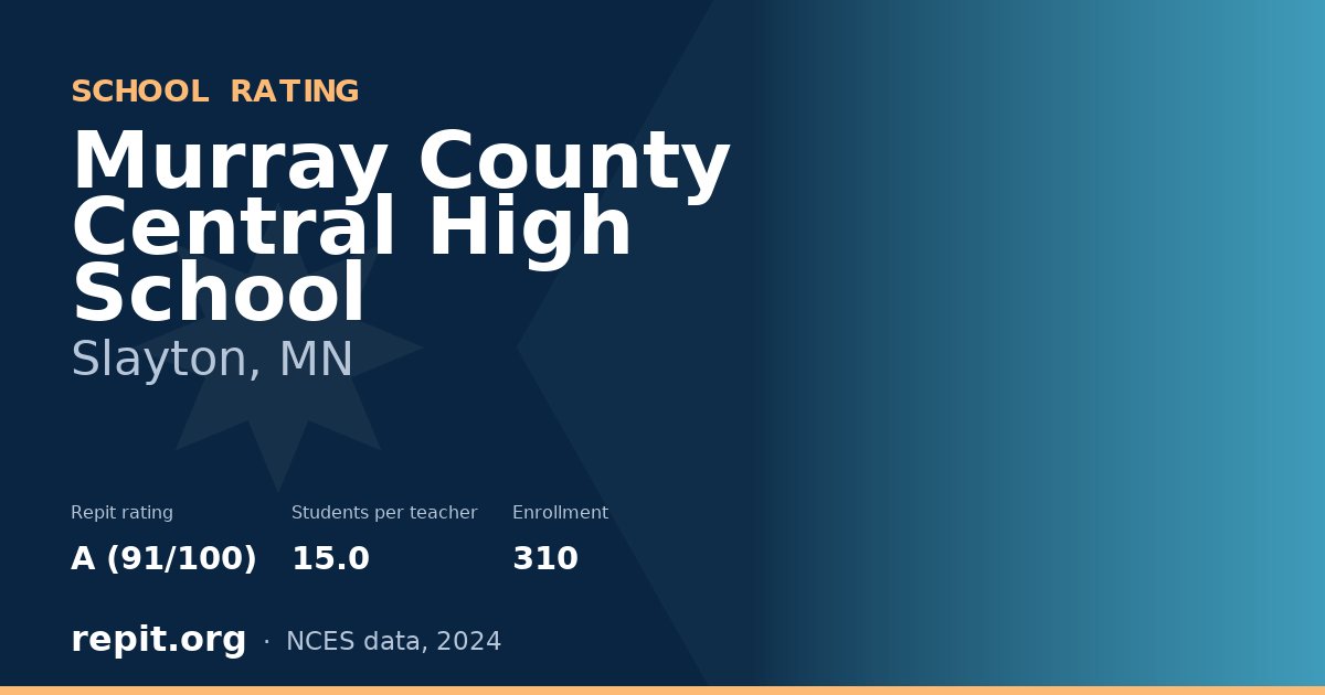 Murray County Central High School, Slayton, MN — Repit school rating A (91/100)