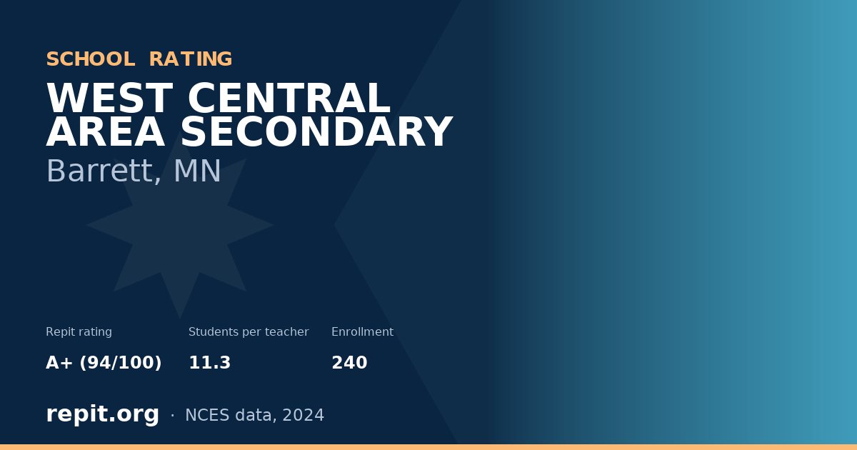 WEST CENTRAL AREA SECONDARY, Barrett, MN — Repit school rating A+ (94/100)