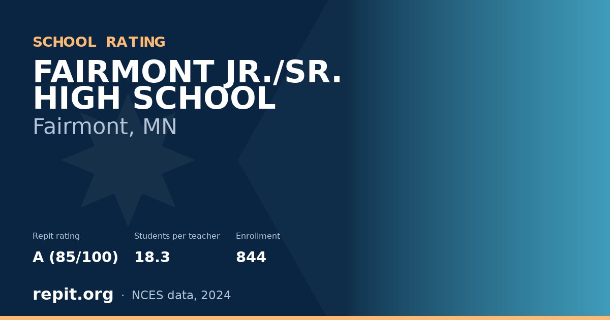 FAIRMONT JR./SR. HIGH SCHOOL, Fairmont, MN — Repit school rating A (85/100)