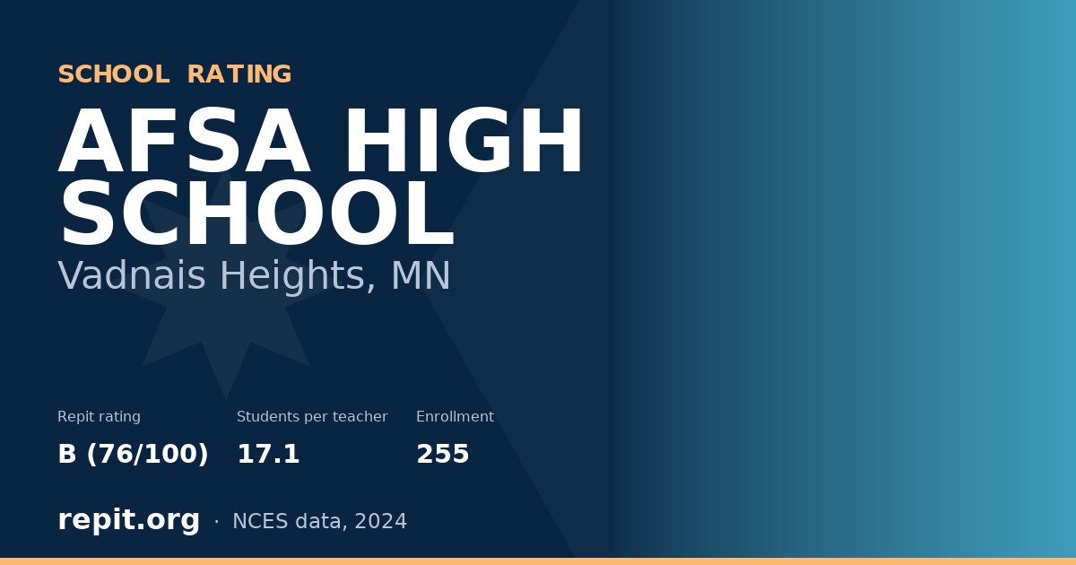 AFSA HIGH SCHOOL, Vadnais Heights, MN — Repit school rating B (76/100)