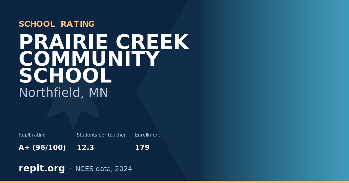PRAIRIE CREEK COMMUNITY SCHOOL, Northfield, MN — Repit school rating A+ (96/100)