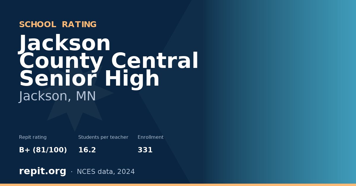 Jackson County Central Senior High, Jackson, MN — Repit school rating B+ (81/100)