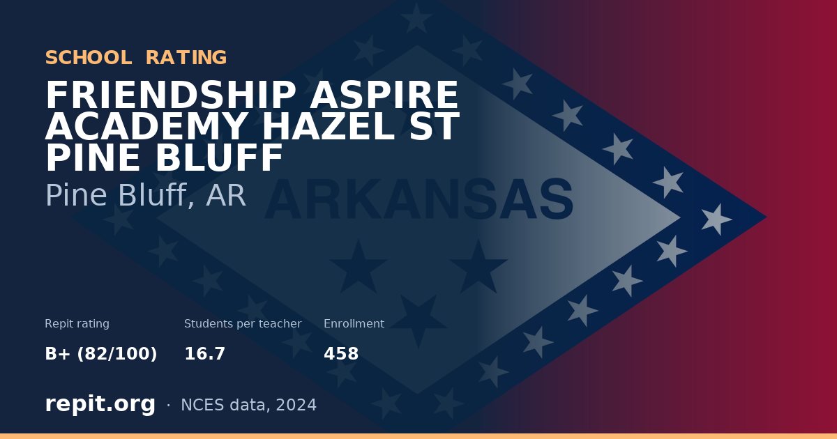 FRIENDSHIP ASPIRE ACADEMY HAZEL ST PINE BLUFF, Pine Bluff, AR — Repit school rating B+ (82/100)