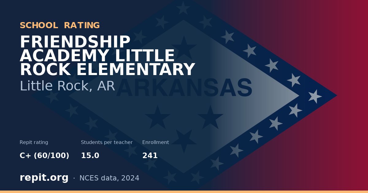 FRIENDSHIP ACADEMY LITTLE ROCK ELEMENTARY, Little Rock, AR — Repit school rating C+ (60/100)