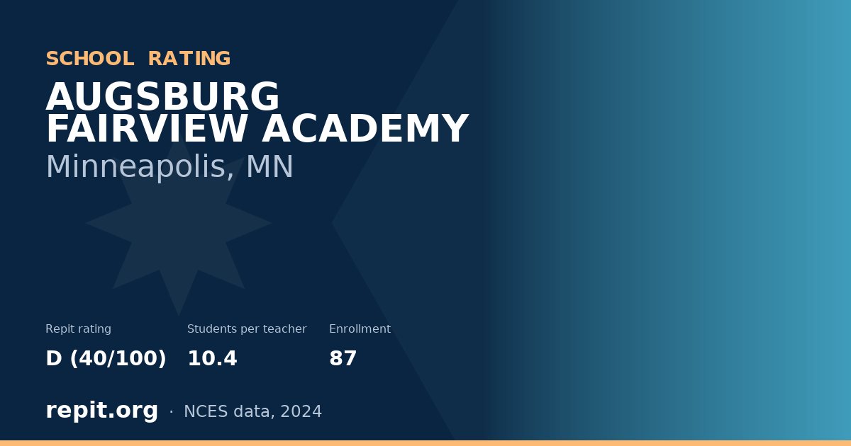 AUGSBURG FAIRVIEW ACADEMY, Minneapolis, MN — Repit school rating D (40/100)