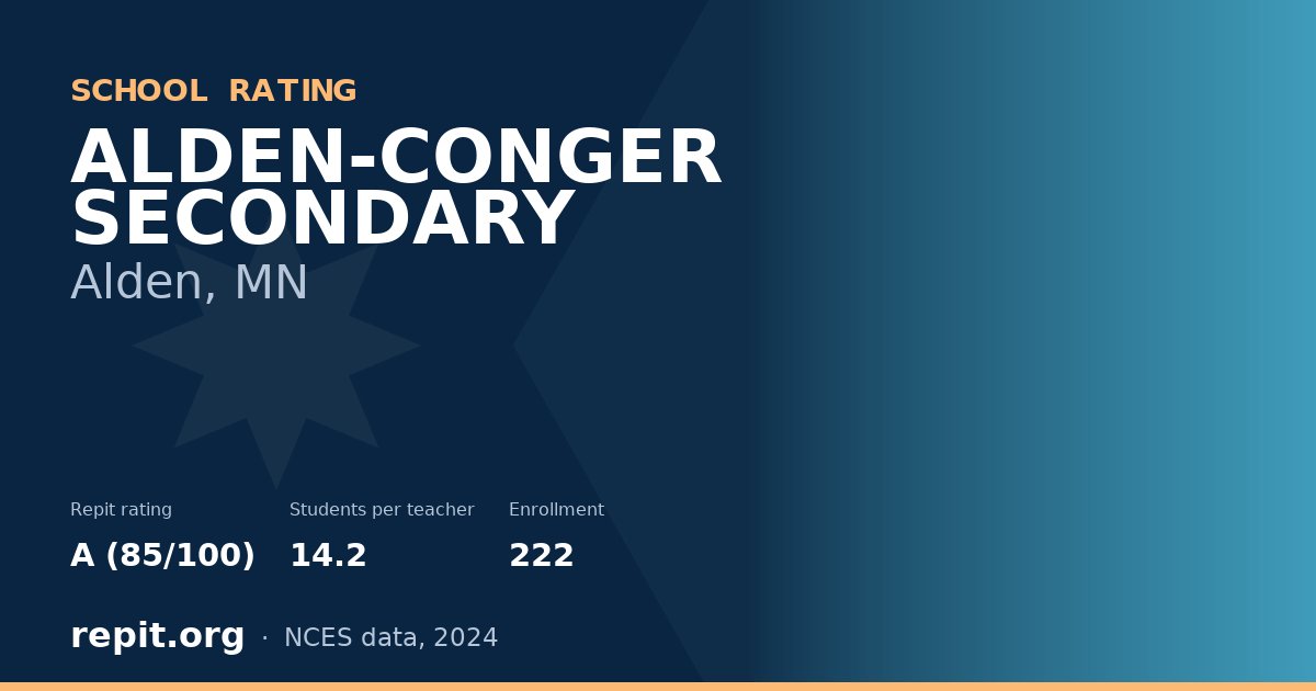 ALDEN-CONGER SECONDARY, Alden, MN — Repit school rating A (85/100)