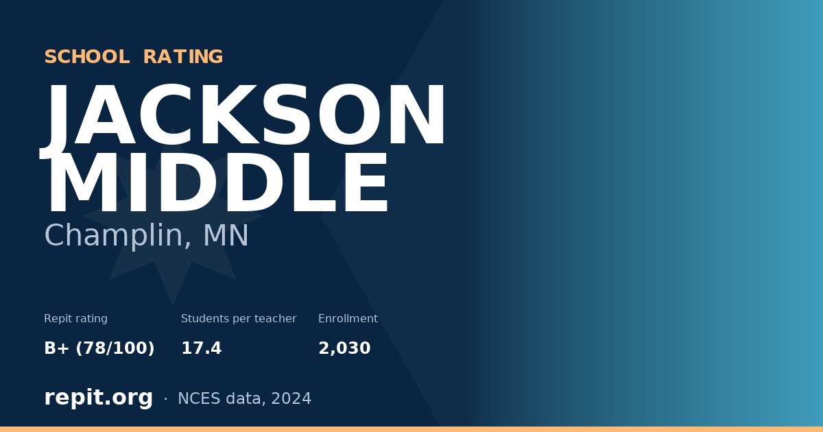 JACKSON MIDDLE, Champlin, MN — Repit school rating B+ (78/100)