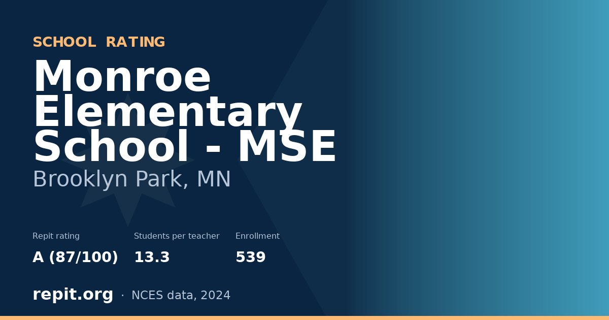 Monroe Elementary School - MSE, Brooklyn Park, MN — Repit school rating A (87/100)