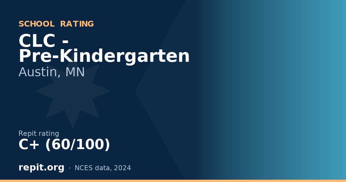 CLC - Pre-Kindergarten, Austin, MN — Repit school rating C+ (60/100)