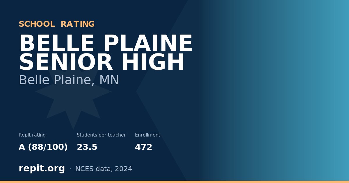 BELLE PLAINE SENIOR HIGH, Belle Plaine, MN — Repit school rating A (88/100)