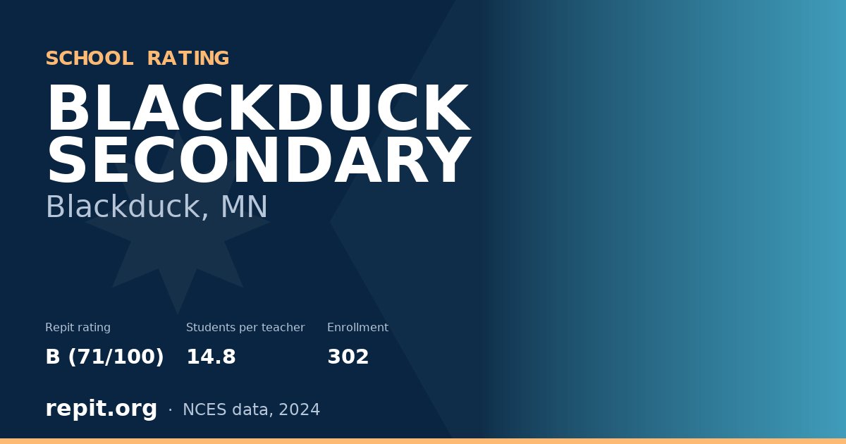 BLACKDUCK SECONDARY, Blackduck, MN — Repit school rating B (71/100)
