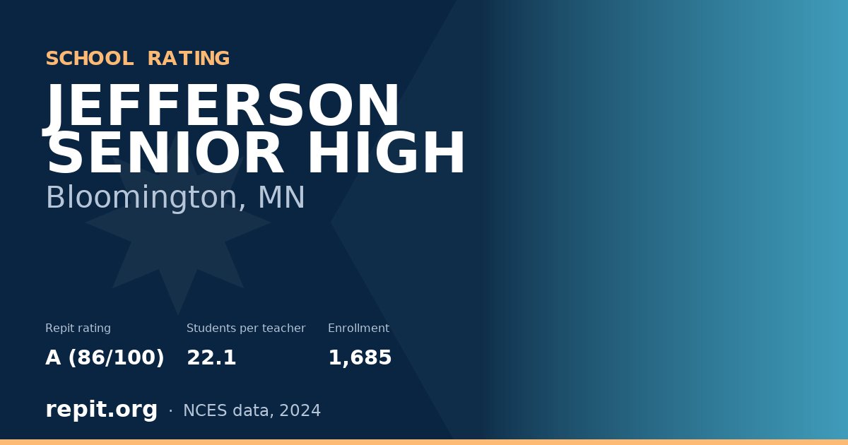 JEFFERSON SENIOR HIGH, Bloomington, MN — Repit school rating A (86/100)
