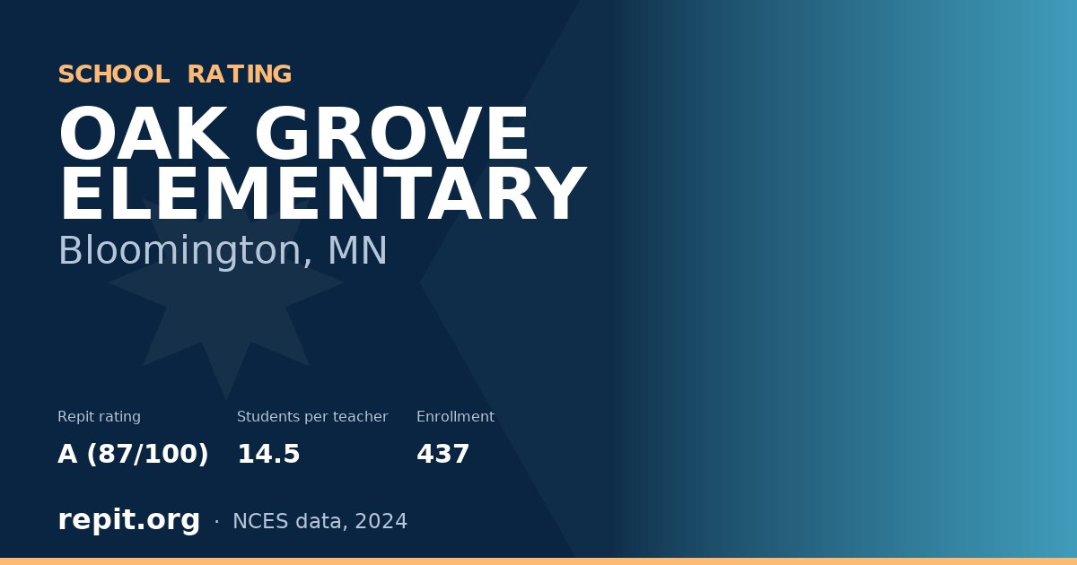 OAK GROVE ELEMENTARY, Bloomington, MN — Repit school rating A (87/100)