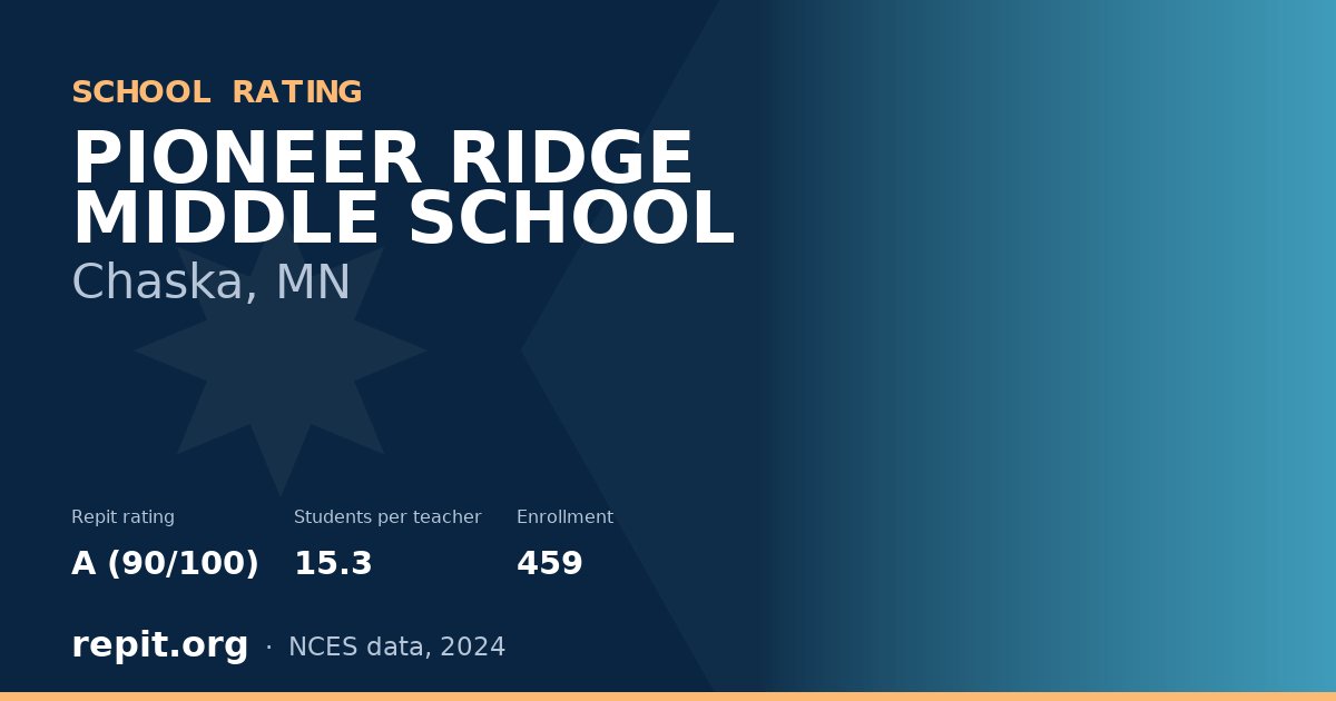 PIONEER RIDGE MIDDLE SCHOOL, Chaska, MN — Repit school rating A (90/100)