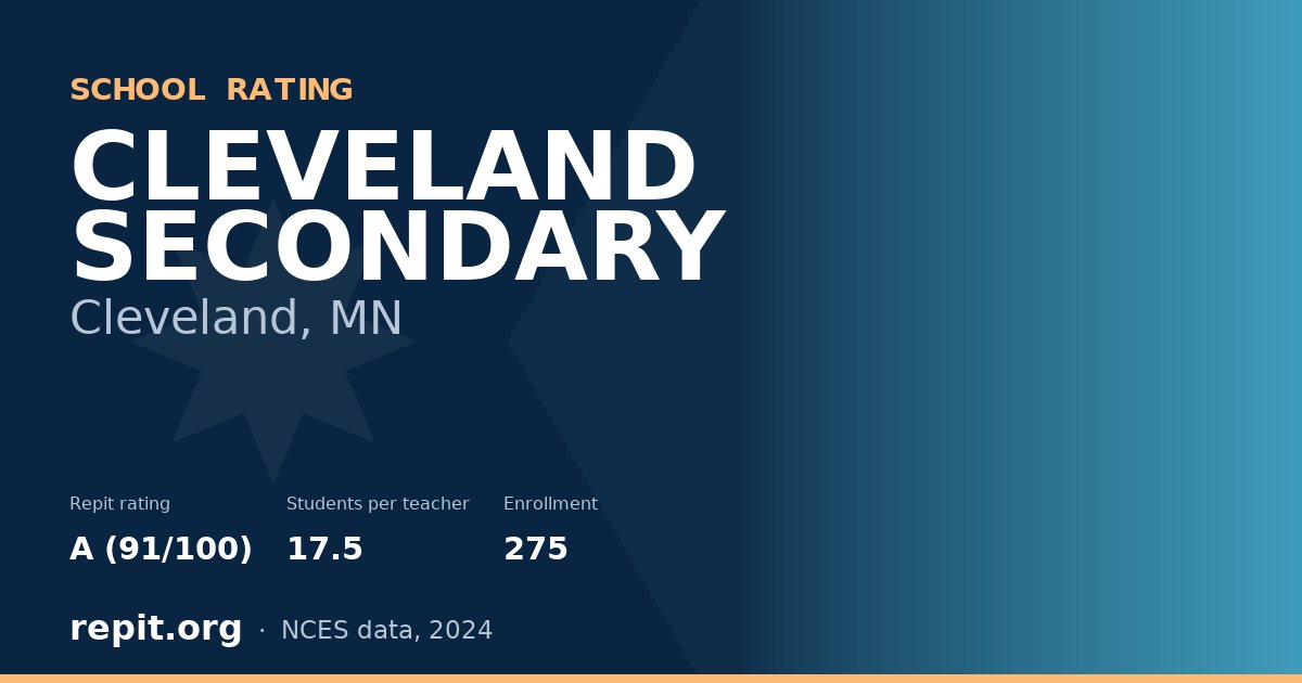 CLEVELAND SECONDARY, Cleveland, MN — Repit school rating A (91/100)