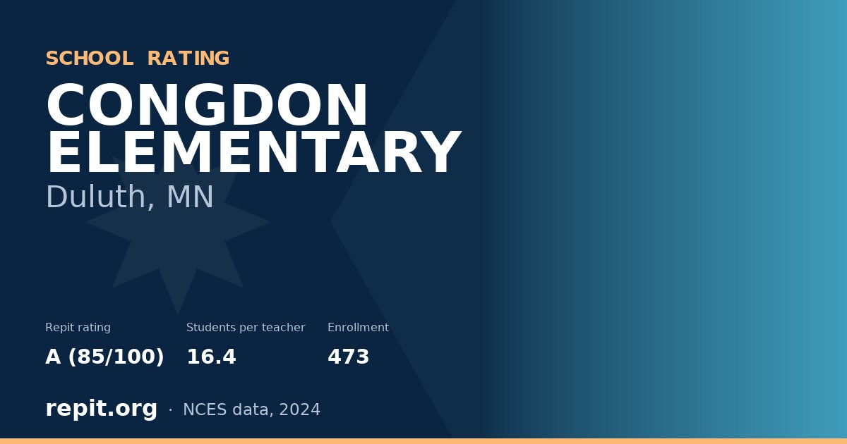 CONGDON ELEMENTARY, Duluth, MN — Repit school rating A (85/100)