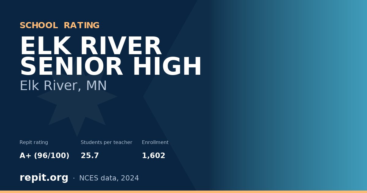ELK RIVER SENIOR HIGH, Elk River, MN — Repit school rating A+ (96/100)