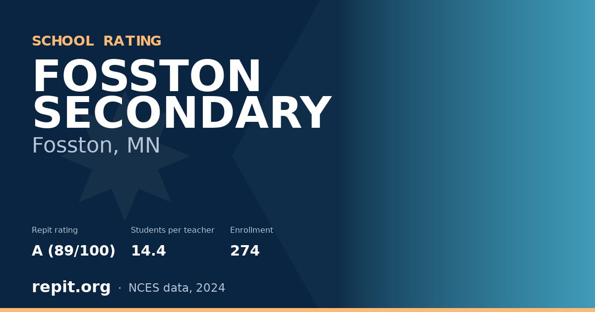 FOSSTON SECONDARY, Fosston, MN — Repit school rating A (89/100)