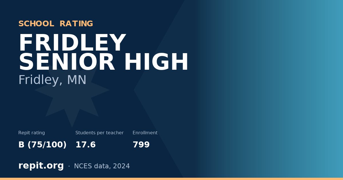 FRIDLEY SENIOR HIGH, Fridley, MN — Repit school rating B (75/100)