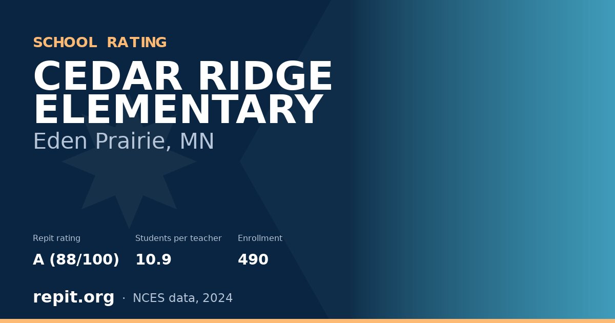 CEDAR RIDGE ELEMENTARY, Eden Prairie, MN — Repit school rating A (88/100)