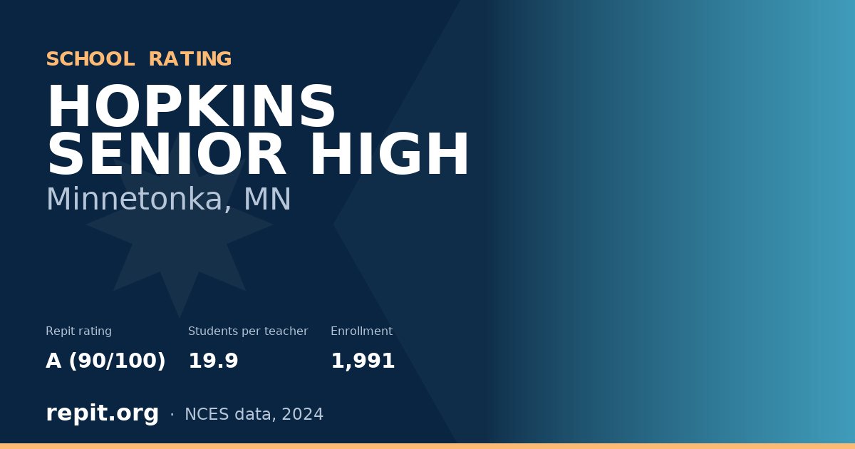 HOPKINS SENIOR HIGH, Minnetonka, MN — Repit school rating A (90/100)