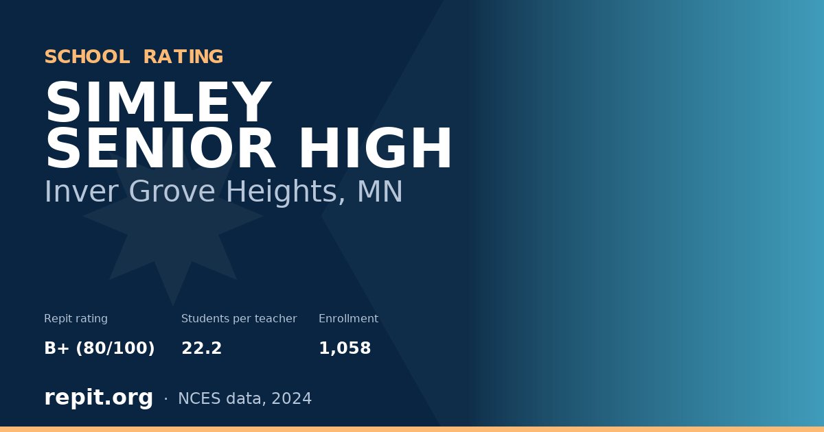 SIMLEY SENIOR HIGH, Inver Grove Heights, MN — Repit school rating B+ (80/100)