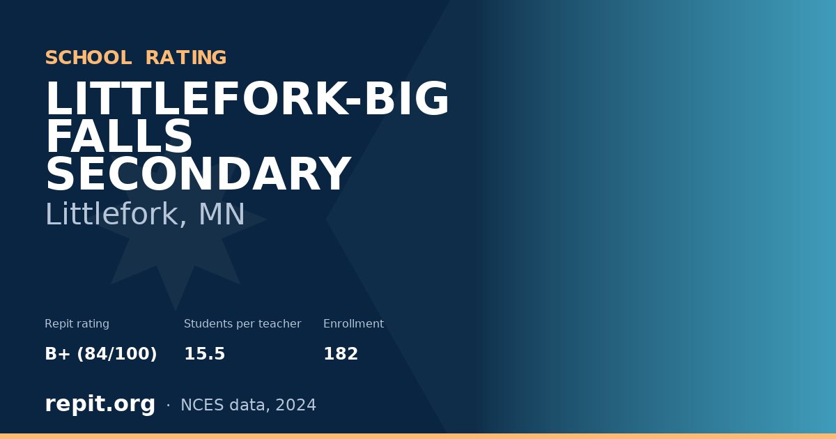 LITTLEFORK-BIG FALLS SECONDARY, Littlefork, MN — Repit school rating B+ (84/100)