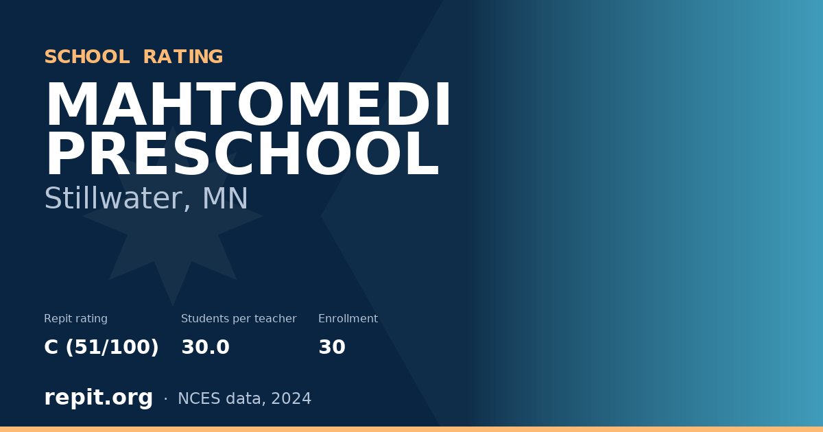MAHTOMEDI PRESCHOOL, Stillwater, MN — Repit school rating C (51/100)