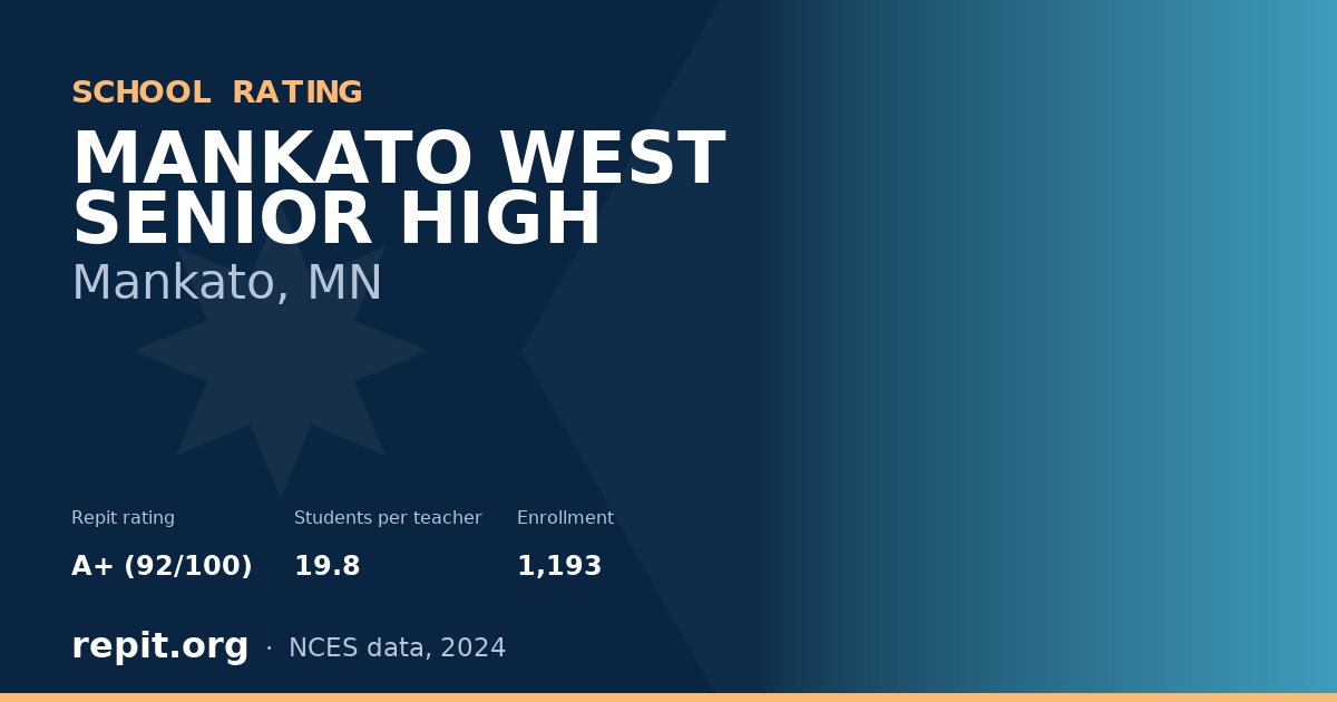 MANKATO WEST SENIOR HIGH, Mankato, MN — Repit school rating A+ (92/100)
